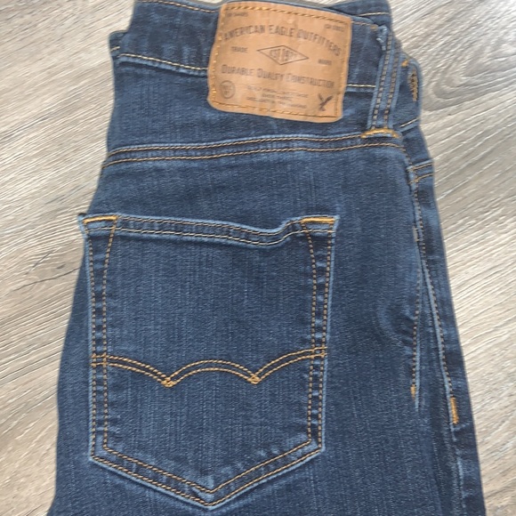 Straight Leg Dark Wash Denim - American Eagle Original Active Flex Vintage Jeans - Picture 5 of 7